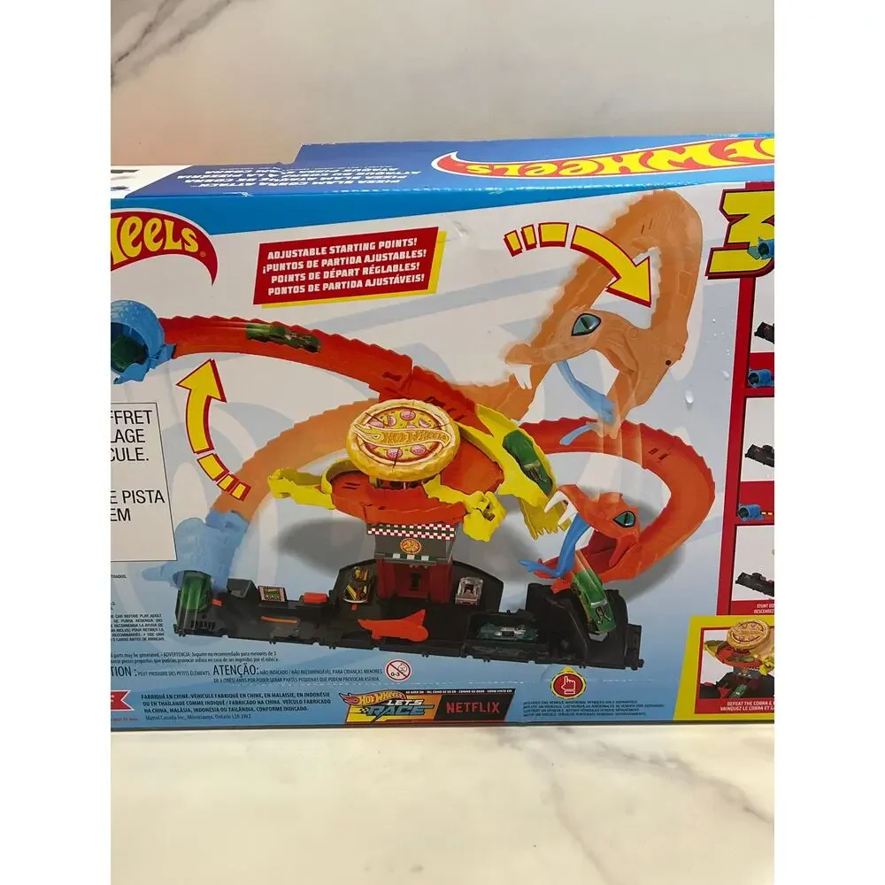Hot Wheels City Track Set Pizza Slam Cobra Attack Playset New